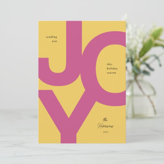 Helderroze en gele niet-fotofeestelijke Kaart (Staand voorkant)