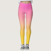 Helderroze en gele ombre gradiënt Leggings (Voorkant)