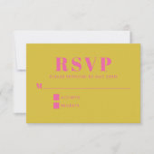 Helderroze en gele Typografie Modern Wedding RSVP Kaartje (Voorkant)