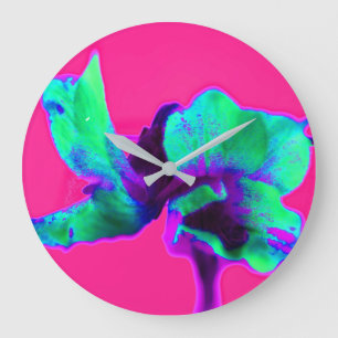 Helderroze en groene Abstracte keukenklok Grote Klok
