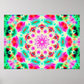 Helderroze en groene Mandala Poster (Voorkant)