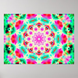 Helderroze en groene Mandala Poster