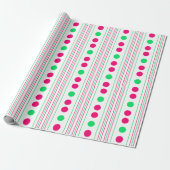 Helderroze en groene poka dots en stripes cadeaupapier (Uitgerold)