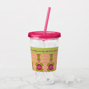Helderroze en limoen trouwgast acryl drinkbeker