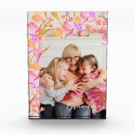 Helderroze en Oranje Boho Wildflower Grandma Fotoblokken
