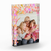 Helderroze en Oranje Boho Wildflower Grandma Fotoblokken (Links)
