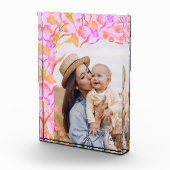 Helderroze en Oranje Boho Wildflower mama Fotoblokken (Rechts)