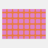 Helderroze en Oranje geometrisch rasterpatroon Inpakpapier Vel (Voorkant 2)
