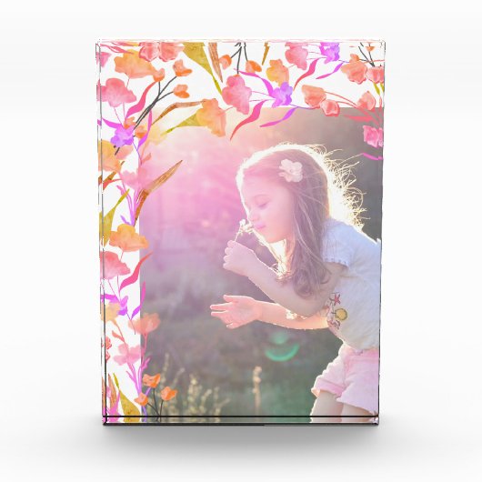 Helderroze en Oranje Kinderen van wilde bloemen Fotoblokken (Voorkant)