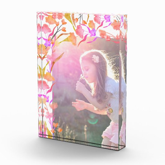 Helderroze en Oranje Kinderen van wilde bloemen Fotoblokken (Rechts)