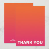 Helderroze en Oranje ombre Wedding Hartelijk dank Bedankkaart (Voorkant / Achterkant)