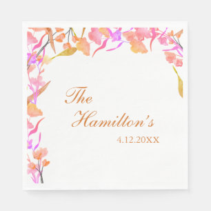 Helderroze en Oranje Wildflower Wedding Servet