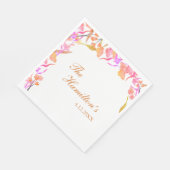 Helderroze en Oranje Wildflower Wedding Servet (Hoek)