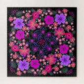 Helderroze en Paarse Boho-gekleurde bloemen Legpuzzel (Horizontaal)