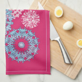 Helderroze en Paarse keukenhanddoeken (Quarter Fold)