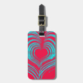 Helderroze en Turquoise Abstract hart Bagagelabel (Voorkant verticaal)