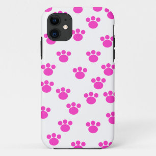 Helderroze en wit afdrukpatroon. iPhone 11 hoesje