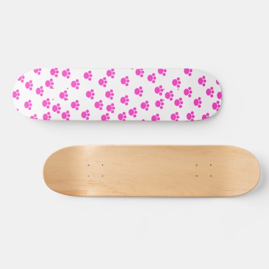 Helderroze en wit afdrukpatroon. persoonlijk skateboard (Horizontaal)