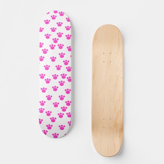 Helderroze en wit afdrukpatroon. persoonlijk skateboard (Voorkant)