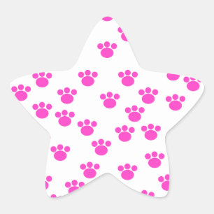 Helderroze en wit afdrukpatroon. ster sticker