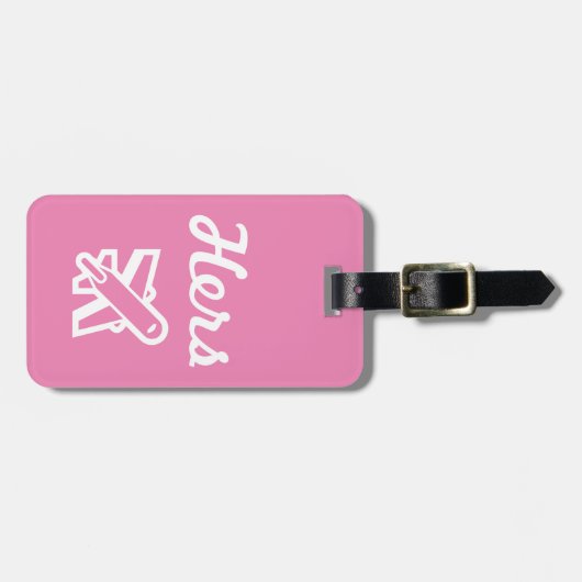Helderroze en wit Bagagelabel (Voorkant horizontaal)