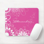 Helderroze en witte Floral Mousepad Muismat (Met muis)