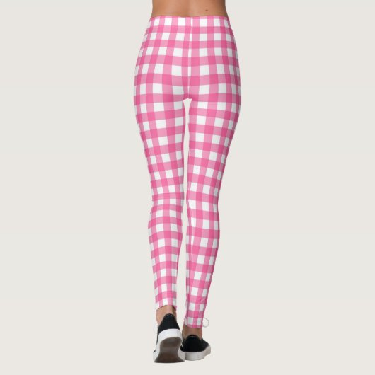 Helderroze en witte gingham leggings (Achterkant)