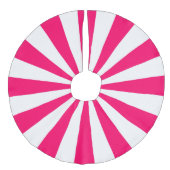 Helderroze en witte Starburst Stripes Imitatie Linnen Kerstboom Rok (Voorkant)