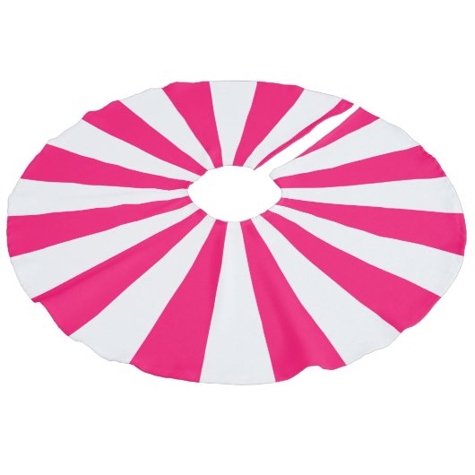 Helderroze en witte Starburst Stripes Imitatie Linnen Kerstboom Rok (Gekanteld)