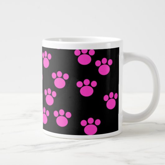 Helderroze en zwart afdrukpatroon. grote koffiekop (Rechts)