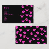 Helderroze en zwart afdrukpatroon. visitekaartje (Voorkant / Achterkant)