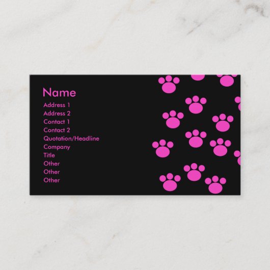 Helderroze en zwart afdrukpatroon. visitekaartje (Voorkant)