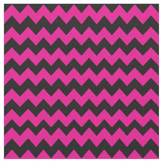 Helderroze en zwart Chevron Pattern Stof (Close Up)