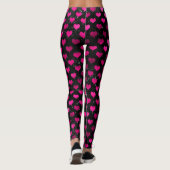 Helderroze en zwart glam Hearts Patroon Leggings (Achterkant)