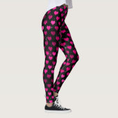 Helderroze en zwart glam Hearts Patroon Leggings (Rechts)
