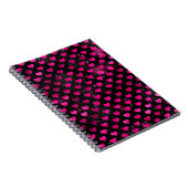 Helderroze en zwart glam Hearts Patroon Notitieboek (Rechterzijde)