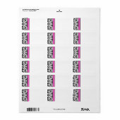 Helderroze en zwarte Adresetiketten Stippen Etiket (Full Sheet)