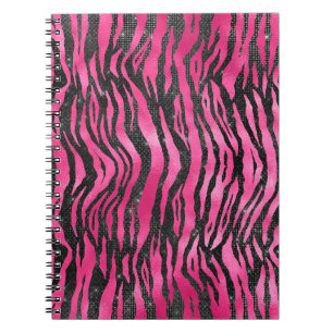 Helderroze en zwarte Glam Animal Print Notitieboek