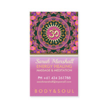 Helderroze energie OM Yoga-Visitekaartjes