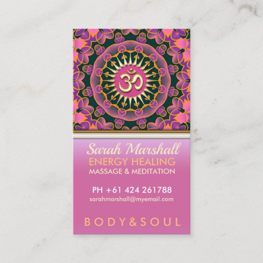 Helderroze energie OM Yoga-Visitekaartjes Visitekaartje (Voorkant)