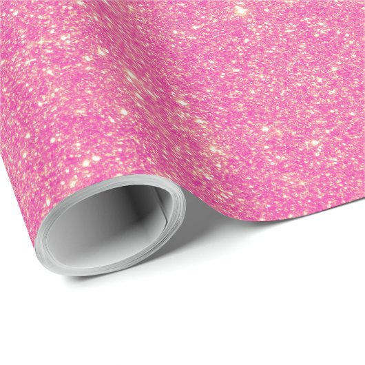 Helderroze Faux Glitter Sparkle Glittery Neon Cadeaupapier (Rol Hoek)