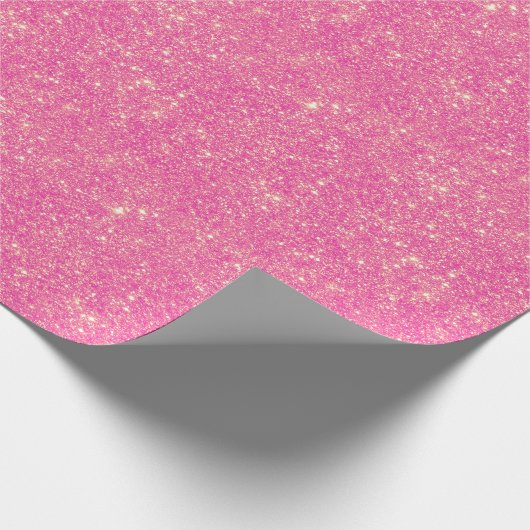 Helderroze Faux Glitter Sparkle Glittery Neon Cadeaupapier (Hoek)