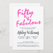 Helderroze Fifty Fabulous | 50ste verjaardag Kaart (Voorkant / Achterkant)