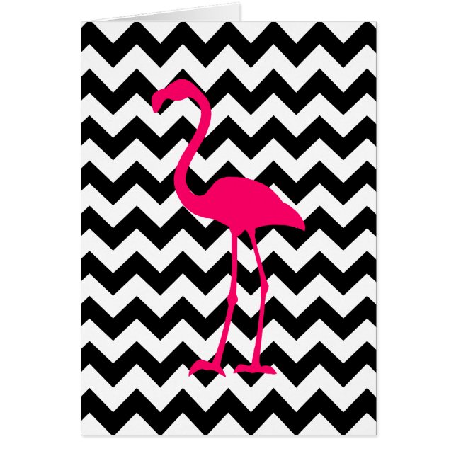 Helderroze flamingo Black en White Zigzag (Voorkant)