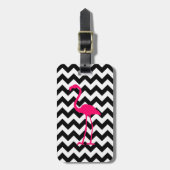 Helderroze flamingo Black en White Zigzag Bagagelabel (Voorkant verticaal)