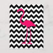 Helderroze flamingo Black en White Zigzag Briefkaart (Voorkant)