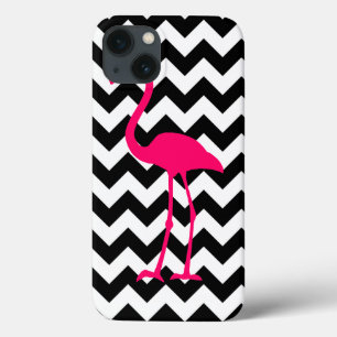 Helderroze flamingo Black en White Zigzag Case-Mate iPhone Case