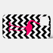 Helderroze flamingo Black en White Zigzag Case-Mate iPhone Case (Achterkant (horizontaal))
