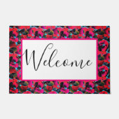 Helderroze floraaldoormat deurmat (Voorkant)