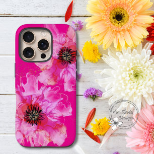 Helderroze Floral iPhone 16 Pro Hoesje